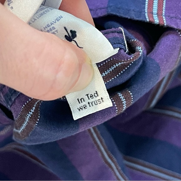 TED BAKER Men Long Sleeve Casual Formal button up Striped Shirt Size 2 S purple - Picture 10 of 10